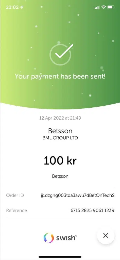 Betsson Insattning Swish mobil