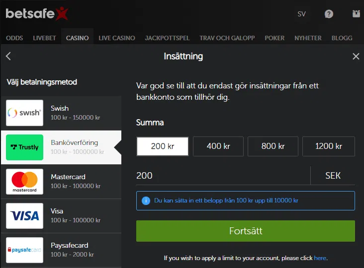 Betsafe Insattning 2