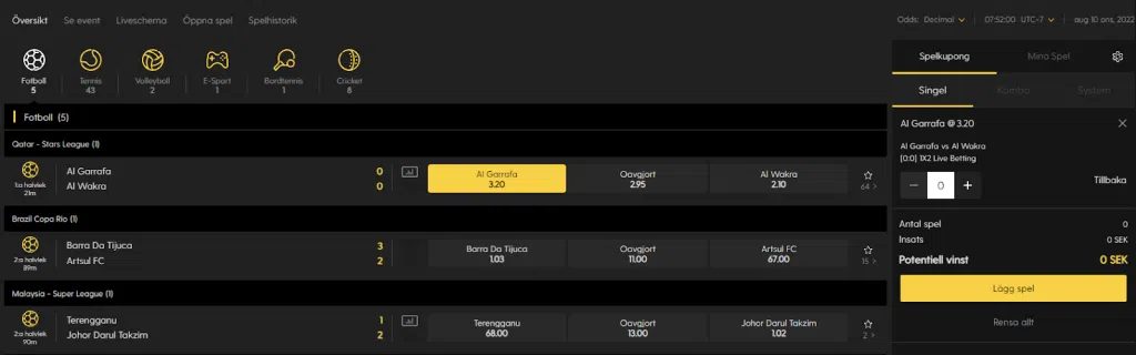 Bethard Live betting