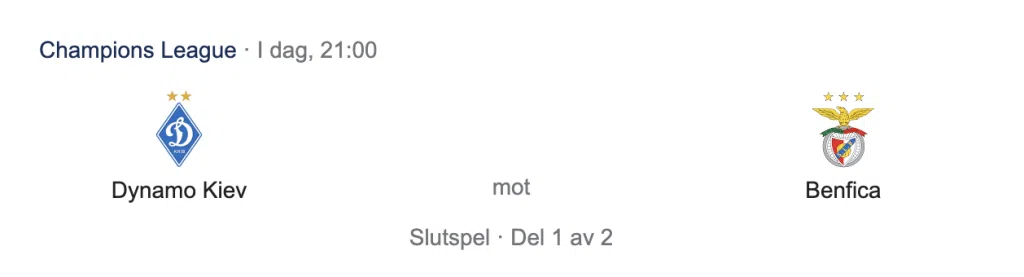 Dynamo Kiev vs Benfica