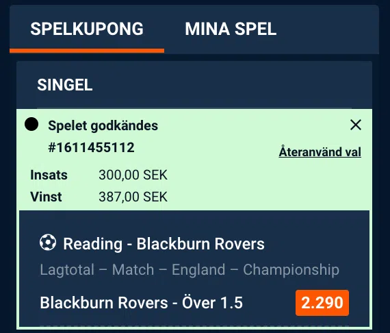 Reading vs Blackburn Speltips 17 Augusti 2022