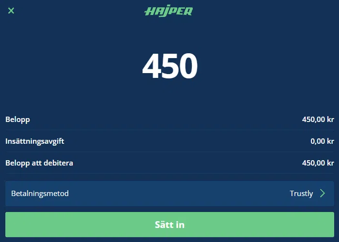 Trustly Hajper insattning