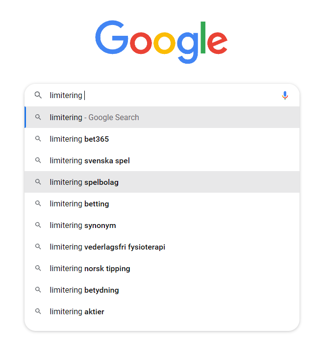 Limitering Google suggestions