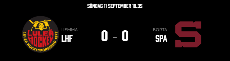 Lulea Hockey vs HC Sparta Praha 11 September 2022