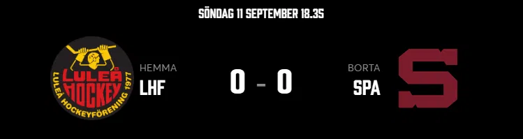 Lulea Hockey vs HC Sparta Praha 11 September 2022