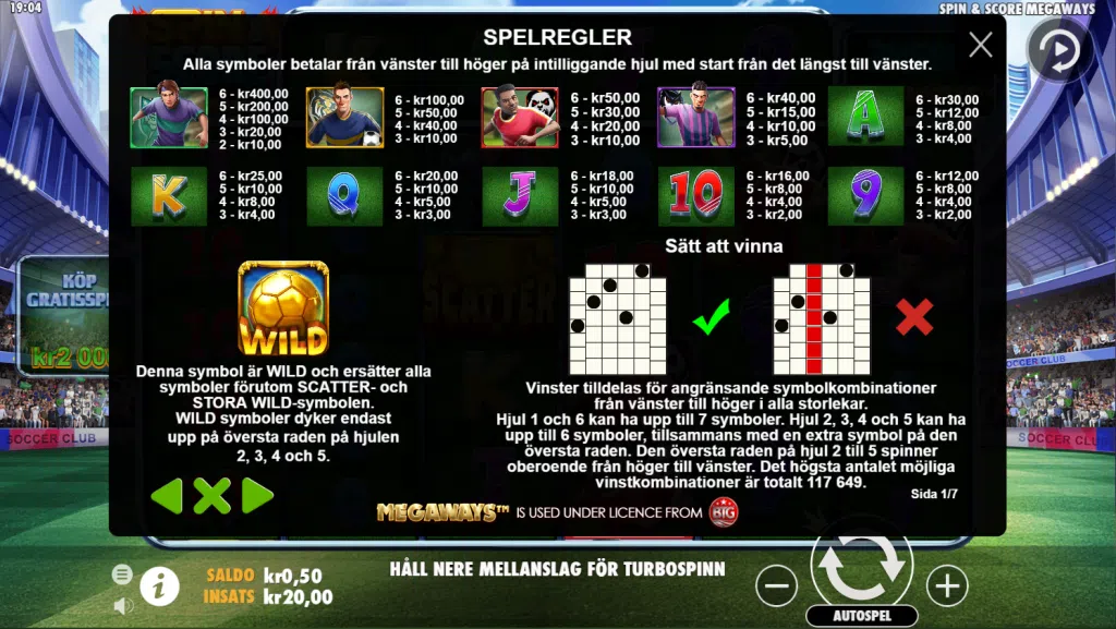 Spin Score Spelregler