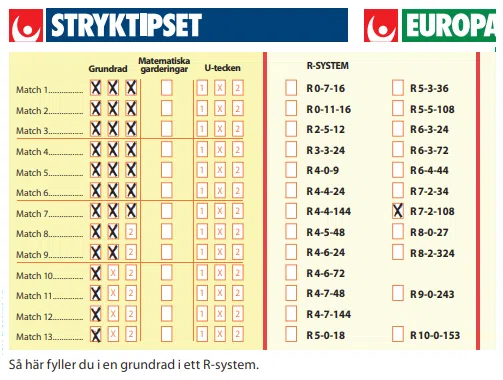 Stryktipset Fylla i ett R system