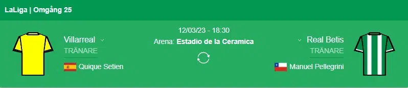 Villarreal vs Real Betis 12 mars 2023