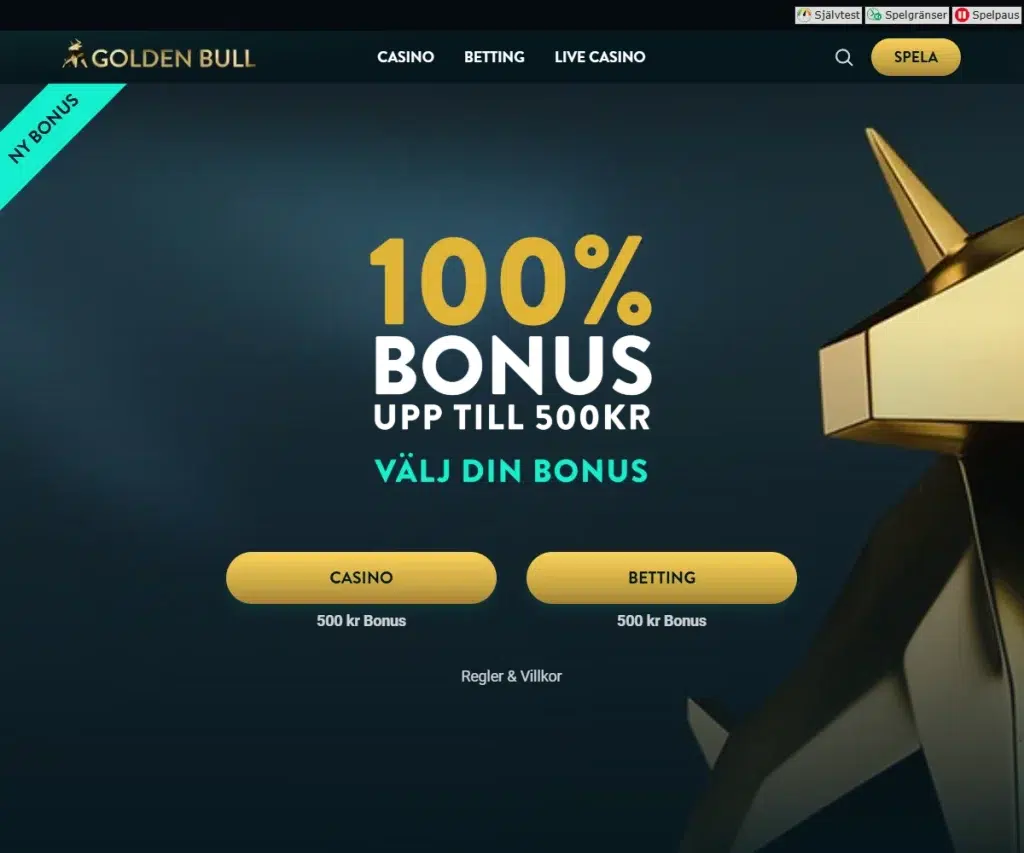 Golden Bull Casino Recension 1 Golden Bull Startsida
