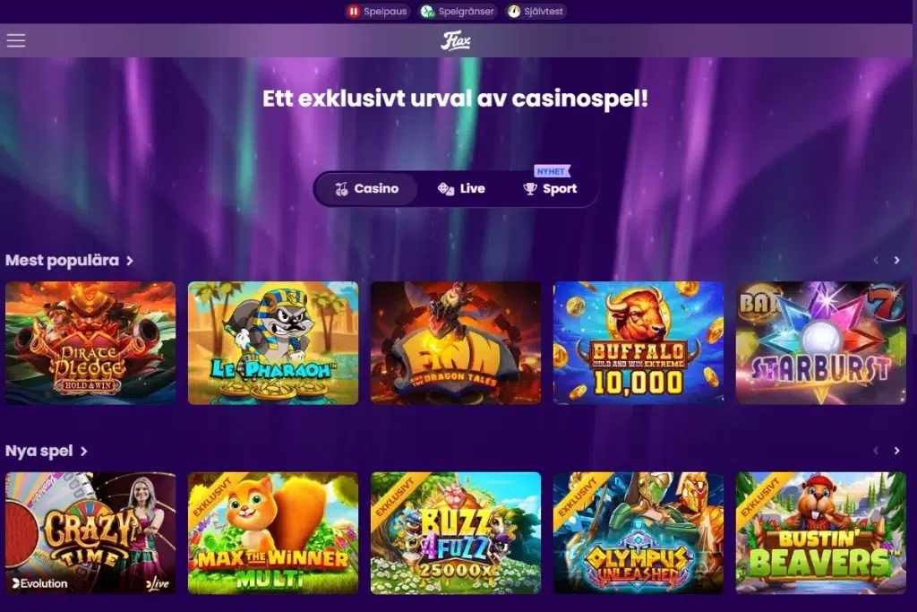 Flax Casino Recension 3 Flax Casino Spelautomater Lobby