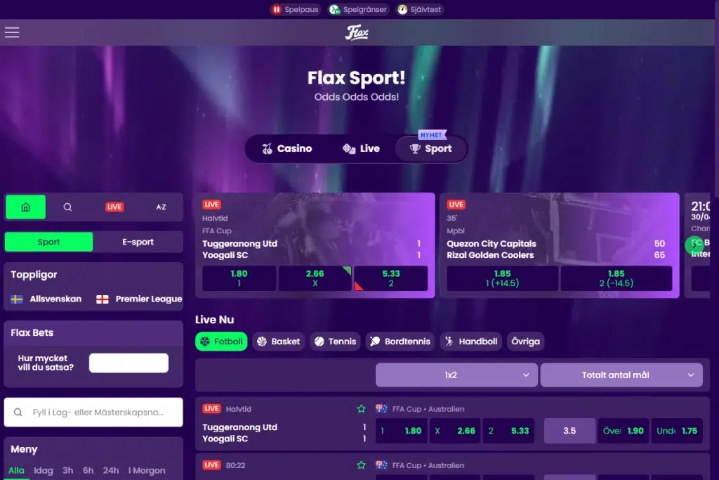 Flax Casino Recension 5 Flax Casino Sportsbook Lobby